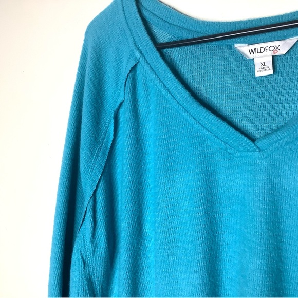 < Wildfox Blue Haley Brushed Pullover Sweater Top > - Picture 6 of 7